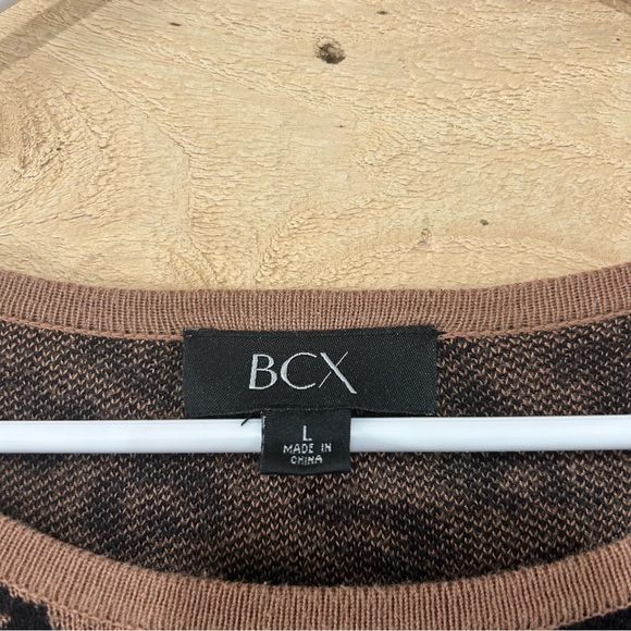 BCX Junior's Leopard Printed Fine Gauge Sweater Beige Size Large - Picture 3 of 7